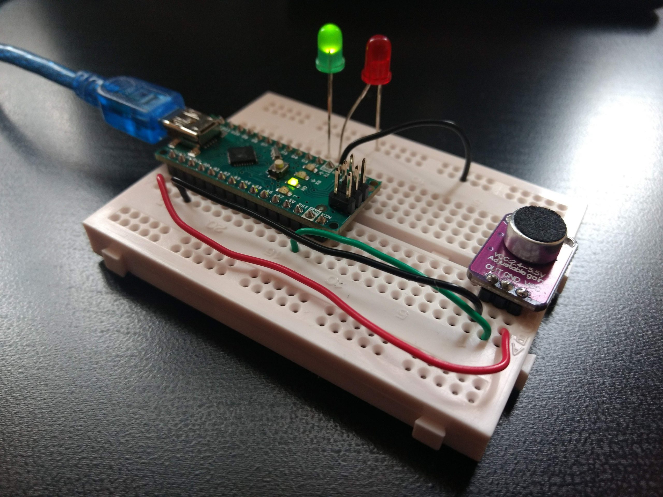 Simple Arduino circuit of voice loudness detector