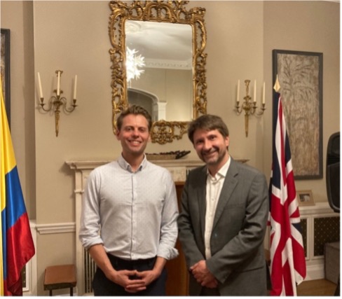 Mark and Luis (head of science and innovation network) at the Colombian Ambassador's residence in October